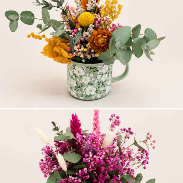 Taza con flores secas y preservadas | Vida floristería Torrevieja